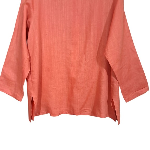 David Dart Linen Top Womens XL Coral Button Up Relaxed Tunic Gauze Breathable - Picture 7 of 12